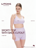 Lilac Seamless Yoga Set - Crisscross Back Sports Bra & High-Waist Shorts