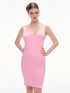 Women's Ribbed U-Neck Backless Bodycon Mini Dress - Stretchy Sleeveless Party Dress