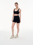 Women's Hollow Out Back Sports Bra & High Waist Biker Shorts Set -  Stretchy Workout Outfit