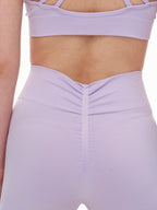 Lilac Seamless Yoga Set - Crisscross Back Sports Bra & High-Waist Shorts
