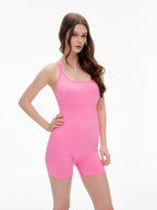 Women's Crisscross Backless Sleeveless Workout Romper - Stretchy Nylon Fitness Jumpsuit for Yoga & Gym