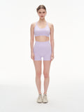 Lilac Seamless Yoga Set - Crisscross Back Sports Bra & High-Waist Shorts