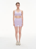 Lilac Seamless Yoga Set - Crisscross Back Sports Bra & High-Waist Shorts