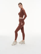 Women's 3 Piece Contrast Trim Workout Set - Sports Bra, High Waist Leggings & Zip Up Crop Jacket