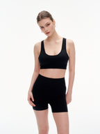 Women's Hollow Out Back Sports Bra & High Waist Biker Shorts Set -  Stretchy Workout Outfit