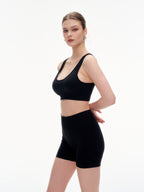 Women's Hollow Out Back Sports Bra & High Waist Biker Shorts Set -  Stretchy Workout Outfit