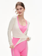 Women's Wrap Tie Cropped Cardigan | Lightweight Long Sleeve Cover-Up for Yoga & Everyday Wear