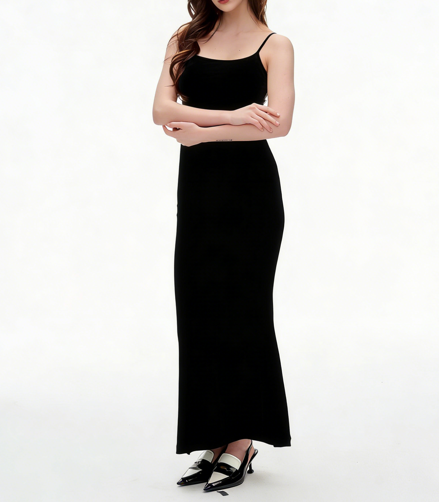 Women's Spaghetti Strap Bodycon Maxi Dress | Heather Gray Ribbed Knit Slim Fit Cami Long Dress for Daily & Date Night