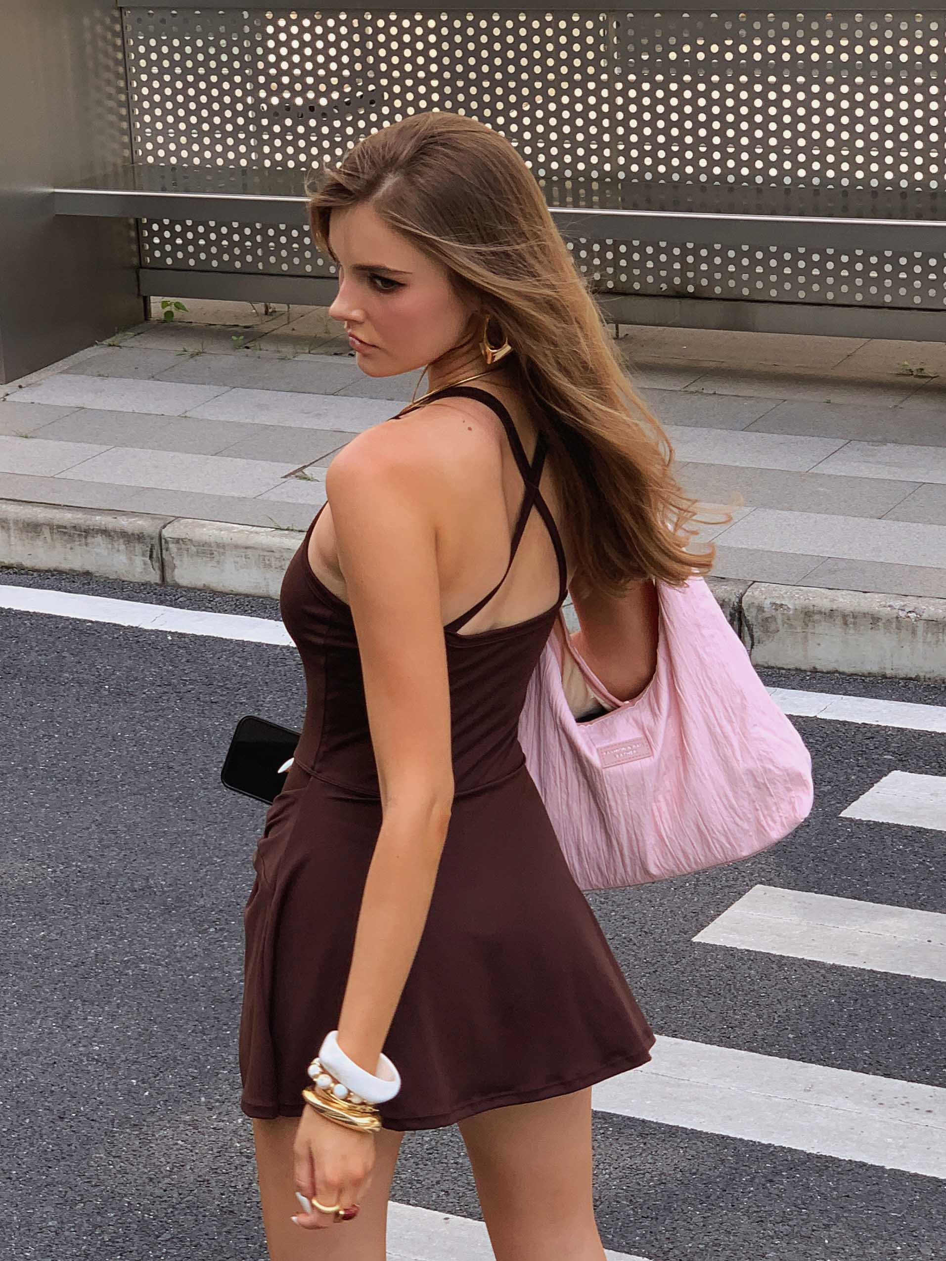 The Twilight Blue Tennis Dress — Faux Button Elegance
