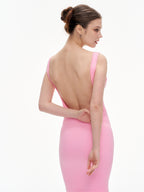 Women's Ribbed U-Neck Backless Bodycon Mini Dress - Stretchy Sleeveless Party Dress