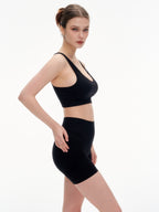 Women's Hollow Out Back Sports Bra & High Waist Biker Shorts Set -  Stretchy Workout Outfit