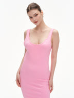 Women's Ribbed U-Neck Backless Bodycon Mini Dress - Stretchy Sleeveless Party Dress