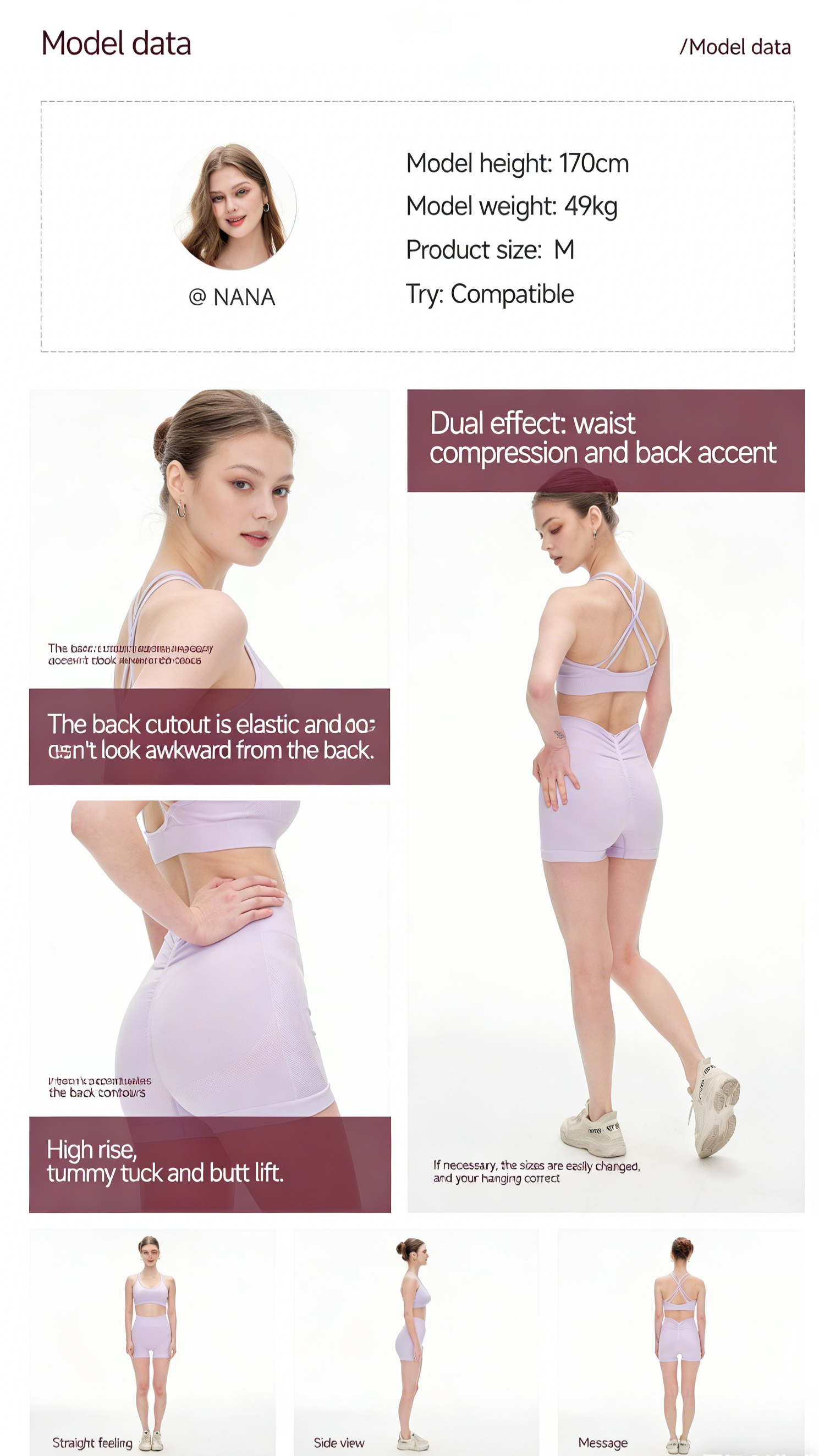 Lilac Seamless Yoga Set - Crisscross Back Sports Bra & High-Waist Shorts