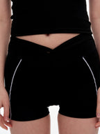 Women's 2 Piece Halter Neck Workout Set - Twist Front Shorts & Removable Pads Sports Outfit