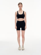 Women's Hollow Out Back Sports Bra & High Waist Biker Shorts Set -  Stretchy Workout Outfit