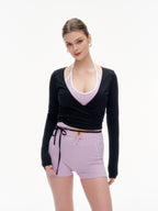 Women's Wrap Tie Cropped Cardigan | Lightweight Long Sleeve Cover-Up for Yoga & Everyday Wear