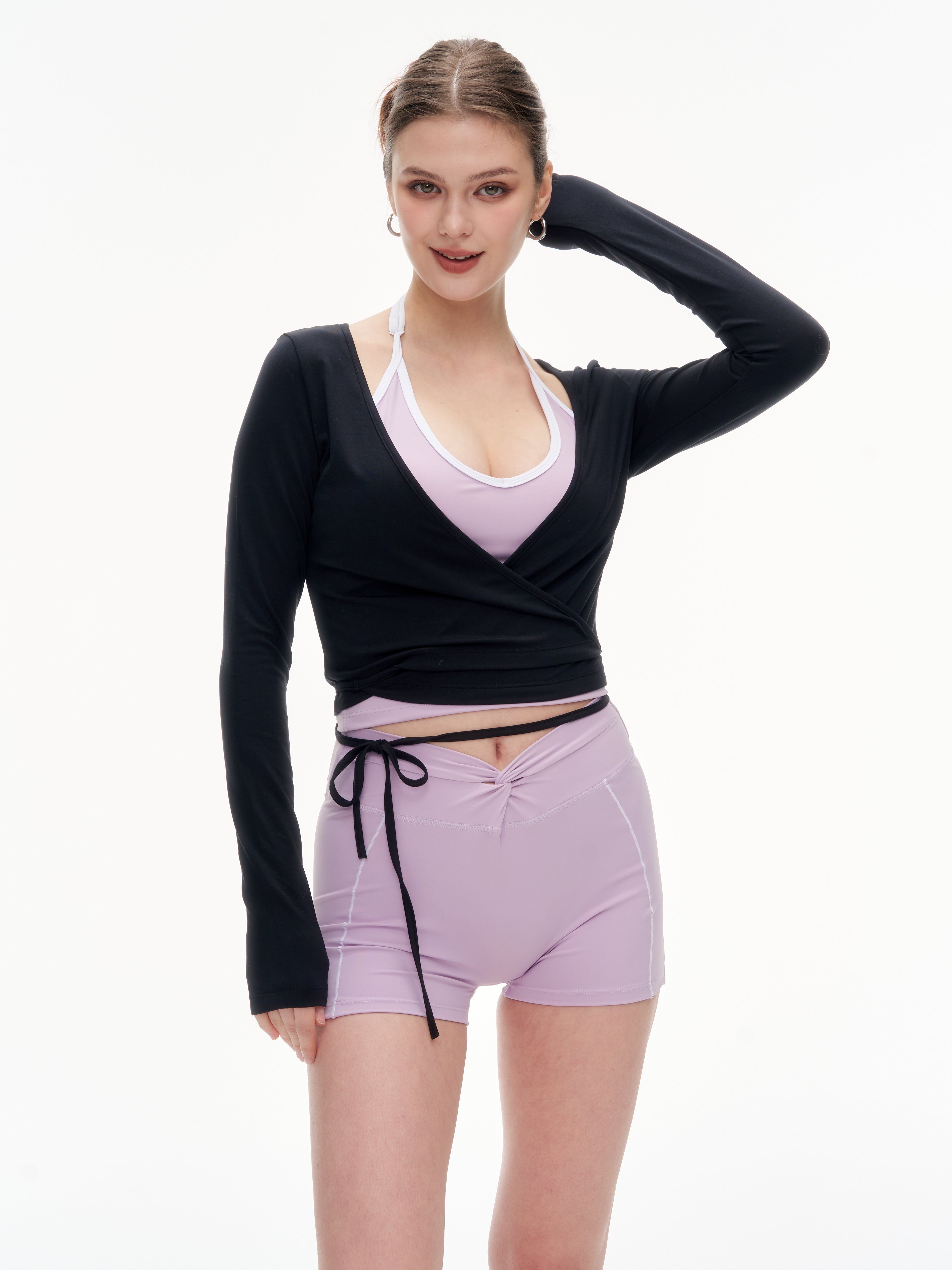 Women's Wrap Tie Cropped Cardigan | Lightweight Long Sleeve Cover-Up for Yoga & Everyday Wear