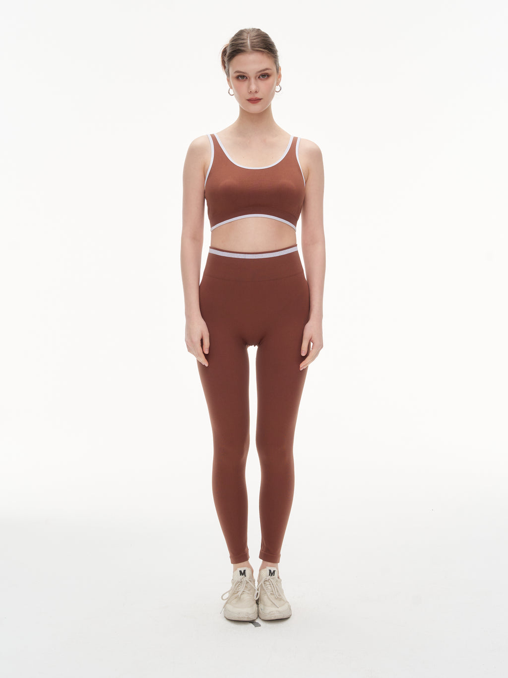 Women's 3 Piece Contrast Trim Workout Set - Sports Bra, High Waist Leggings & Zip Up Crop Jacket