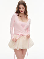 Women's Wrap Tie Cropped Cardigan | Lightweight Long Sleeve Cover-Up for Yoga & Everyday Wear