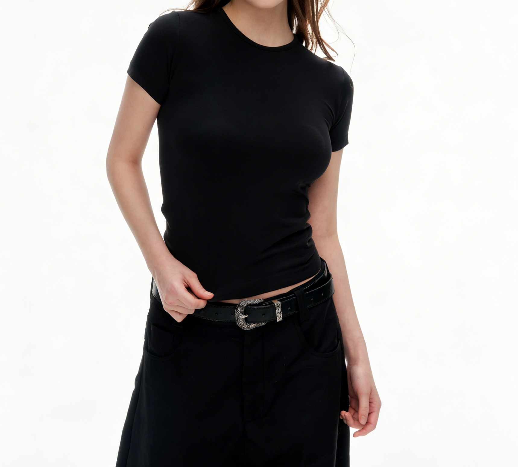 Women's Slim Fit Crew Neck Short Sleeve T-Shirt - Stretchy Casual Basic Top