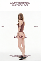 Women's Seamless One-Shoulder Thong Bodysuit | Chestnut Brown Slim Fit Bodysuit for Layering & Night Ou