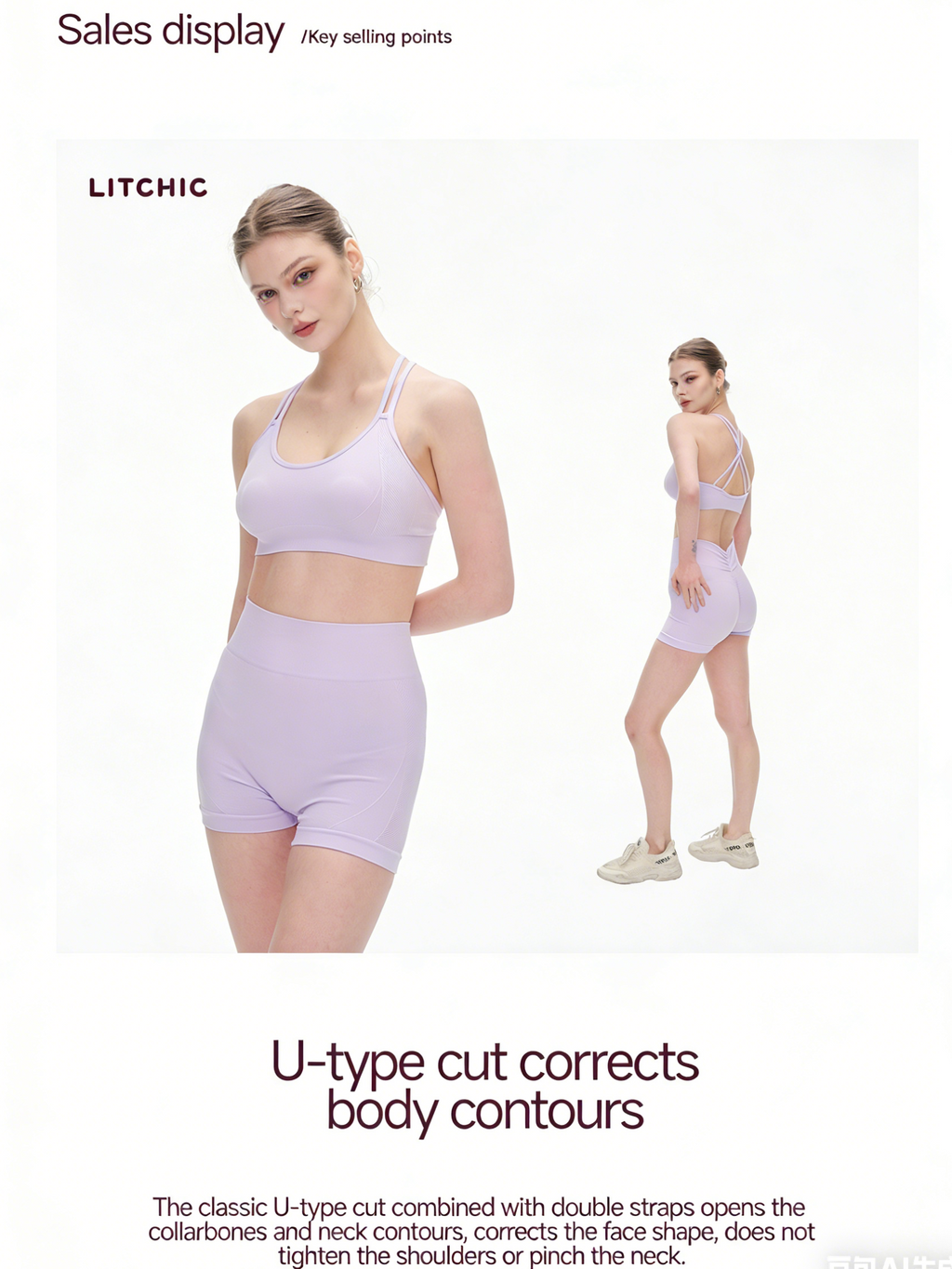 Lilac Seamless Yoga Set - Crisscross Back Sports Bra & High-Waist Shorts