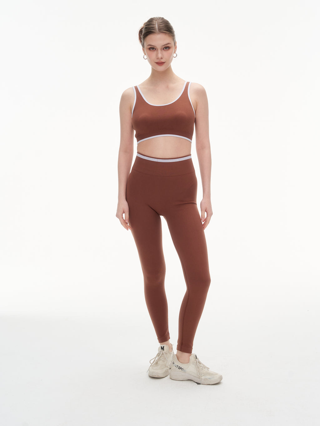 Women's 3 Piece Contrast Trim Workout Set - Sports Bra, High Waist Leggings & Zip Up Crop Jacket