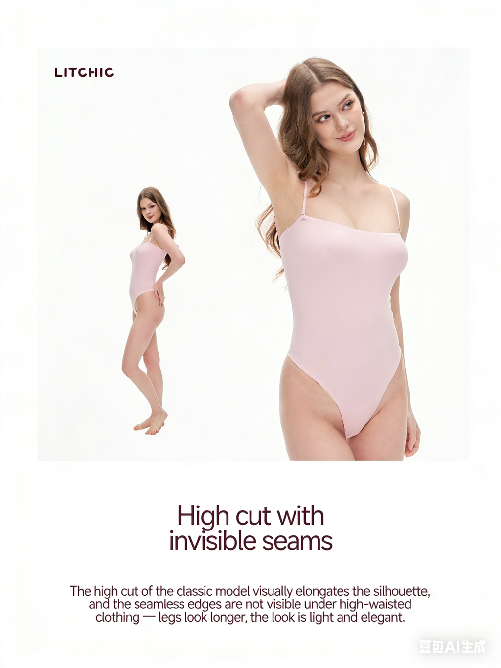 Women's Seamless Square Neck Bodysuit | Adjustable Spaghetti Straps Thong Bodysuit for Layering & Everyday Wear