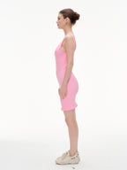 Women's Ribbed U-Neck Backless Bodycon Mini Dress - Stretchy Sleeveless Party Dress