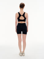 Women's Hollow Out Back Sports Bra & High Waist Biker Shorts Set -  Stretchy Workout Outfit