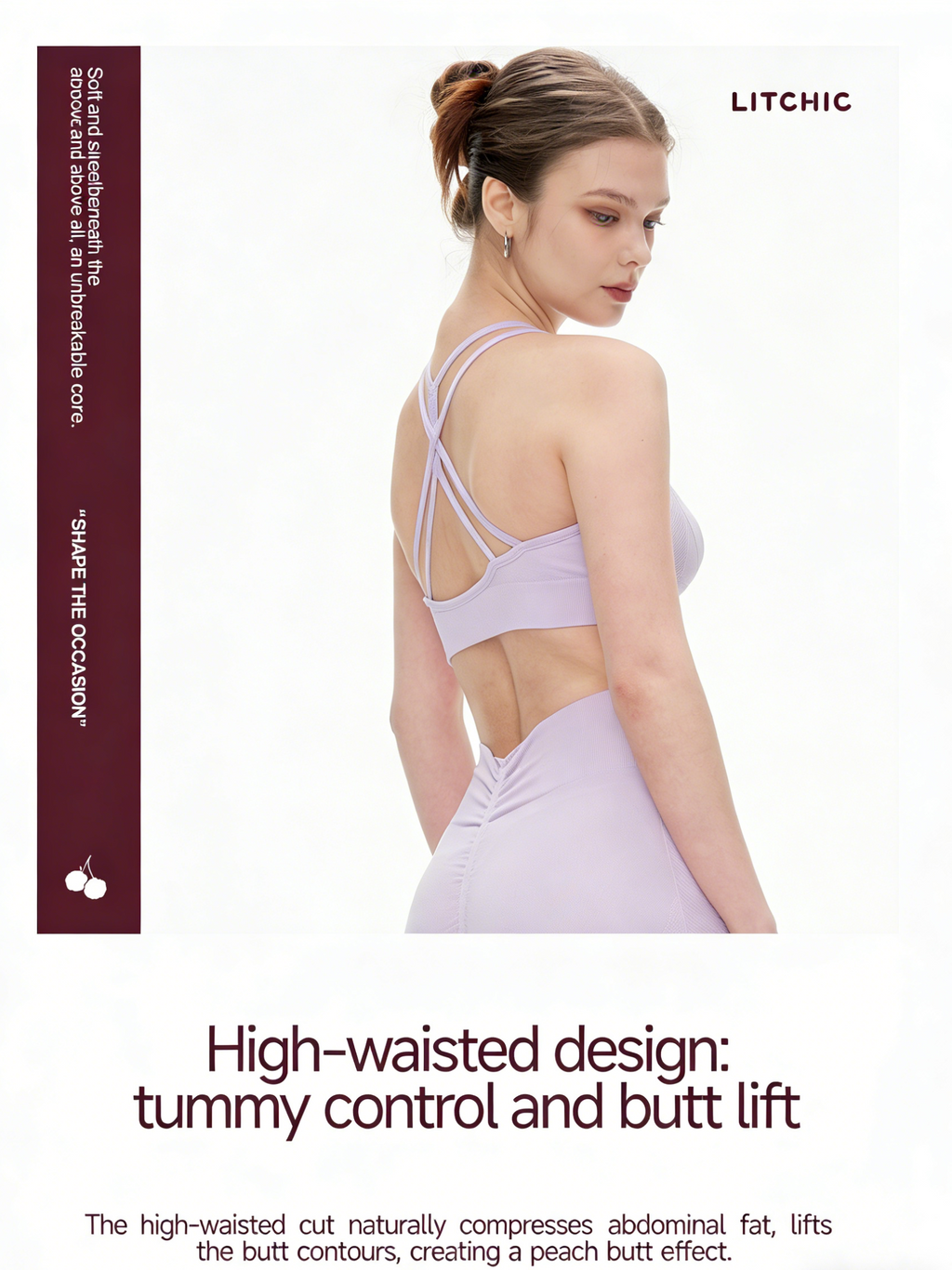 Lilac Seamless Yoga Set - Crisscross Back Sports Bra & High-Waist Shorts