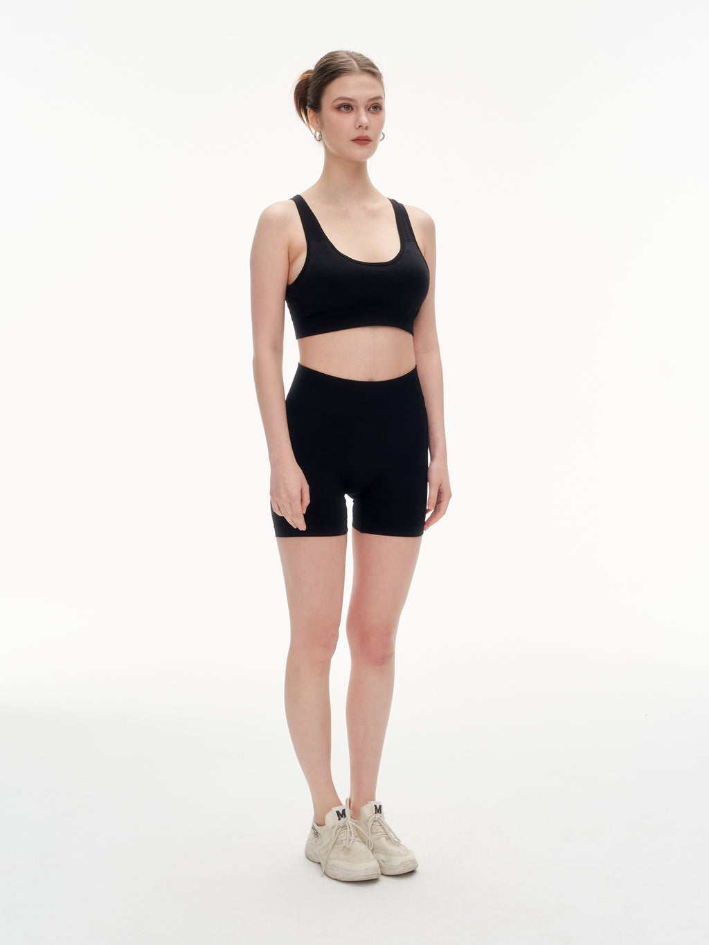 Women's Hollow Out Back Sports Bra & High Waist Biker Shorts Set -  Stretchy Workout Outfit