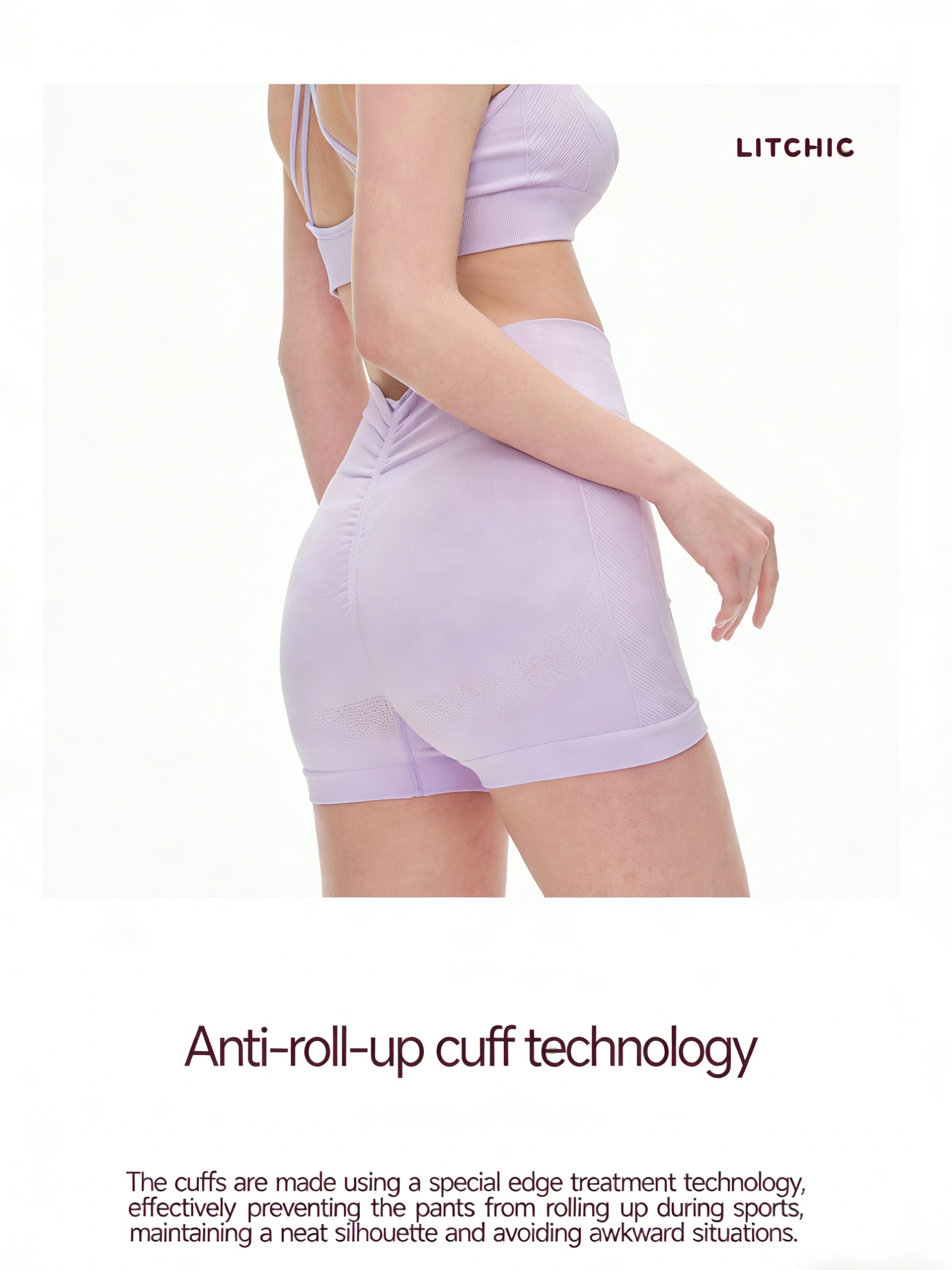 Lilac Seamless Yoga Set - Crisscross Back Sports Bra & High-Waist Shorts
