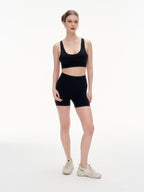 Women's Hollow Out Back Sports Bra & High Waist Biker Shorts Set -  Stretchy Workout Outfit