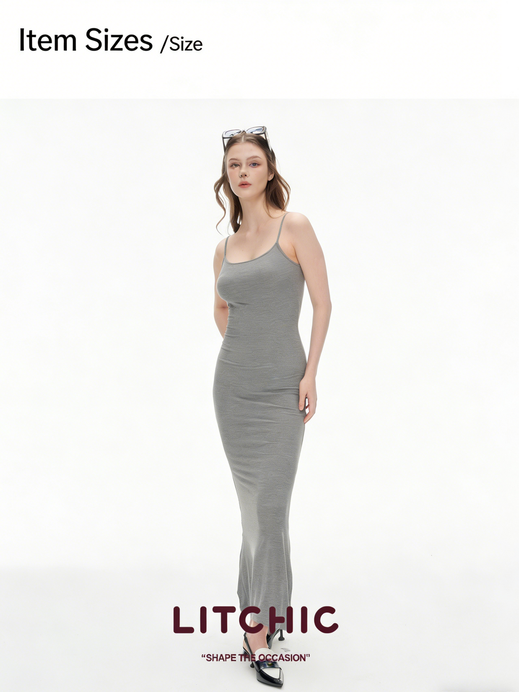 Women's Spaghetti Strap Bodycon Maxi Dress | Heather Gray Ribbed Knit Slim Fit Cami Long Dress for Daily & Date Night