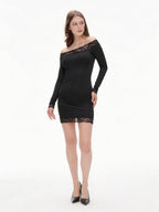 The Lace Off-Shoulder Long Sleeve Dress — Elegant & Slim