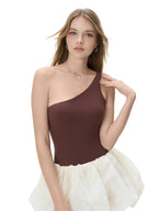 LITCHIC The One-Shoulder Bodysuit — Coffee Red Snatched Fit - Premium Athleisure & Activewear for the Modern Muse