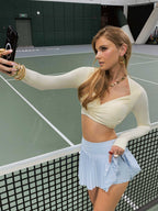 The Asymmetric Pleat — Blue Irregular Tennis Skort