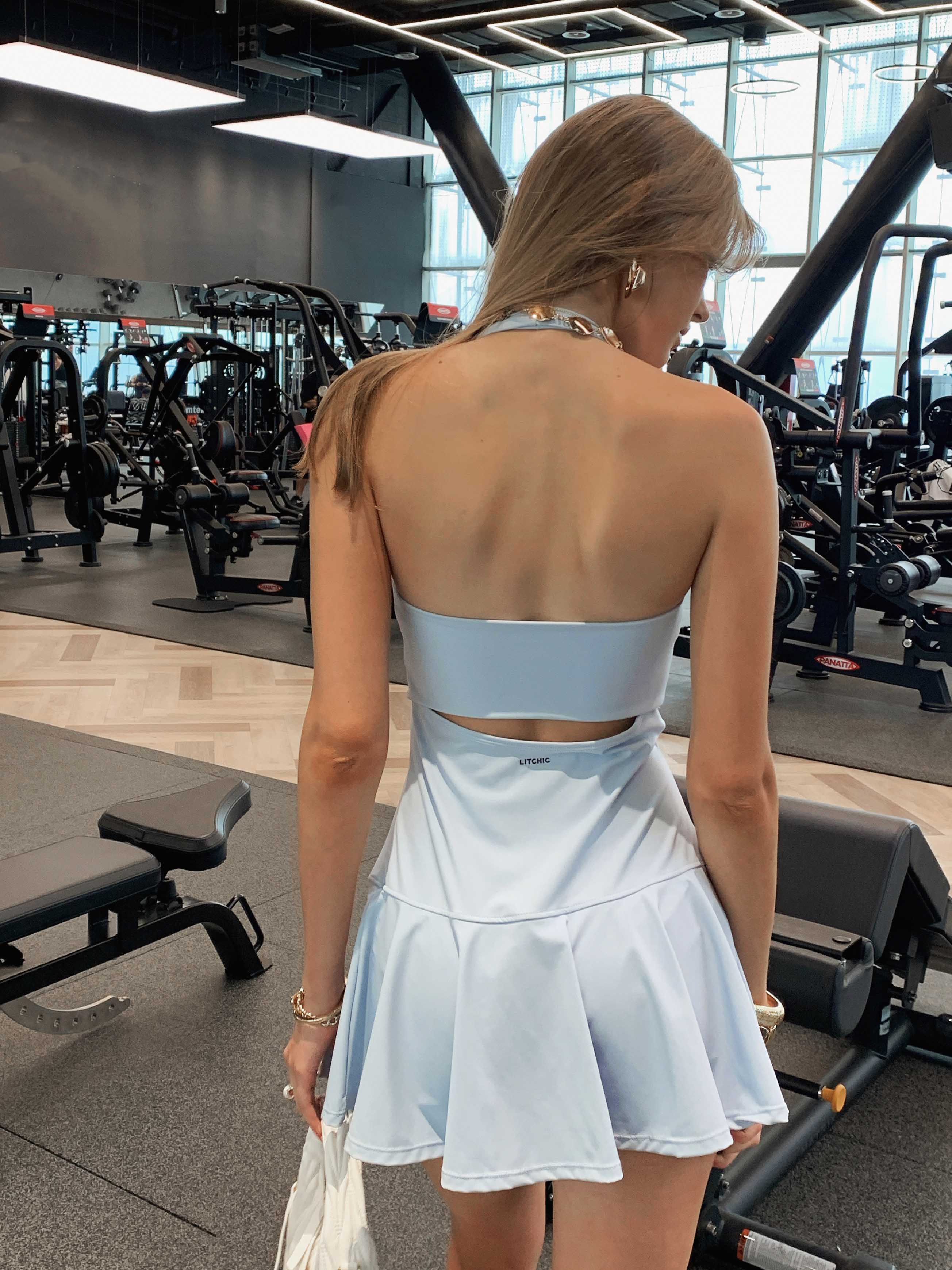 The Halter V-Neck Tennis Dress — Ruffle Hem Performance