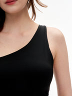 Women's One Shoulder Ruched Crop Top - Stretchy Asymmetrical Sleeveless Top