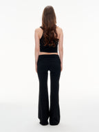 Women's One Shoulder Ruched Crop Top & High Waist Flare Pants 2 Piece Set - Stretchy  Matching Outfit