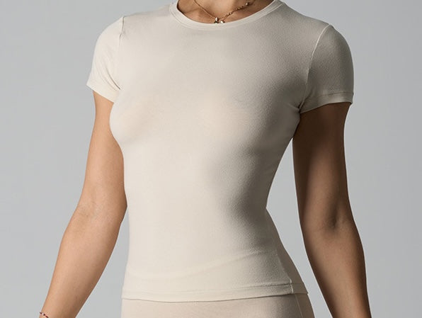 Women's Slim Fit Crew Neck Short Sleeve T-Shirt -  Soft Stretchy Basic Crop Top