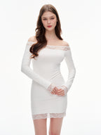 LITCHIC The Lace Off-Shoulder Long Sleeve Dress — Elegant & Slim - Premium Athleisure & Activewear for the Modern Muse