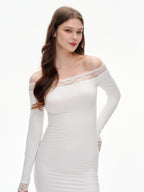 LITCHIC The Lace Off-Shoulder Long Sleeve Dress — Elegant & Slim - Premium Athleisure & Activewear for the Modern Muse