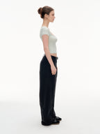 Women's Square Neck Short Sleeve Crop Top - Stretchy Slim Fit Basic Tee