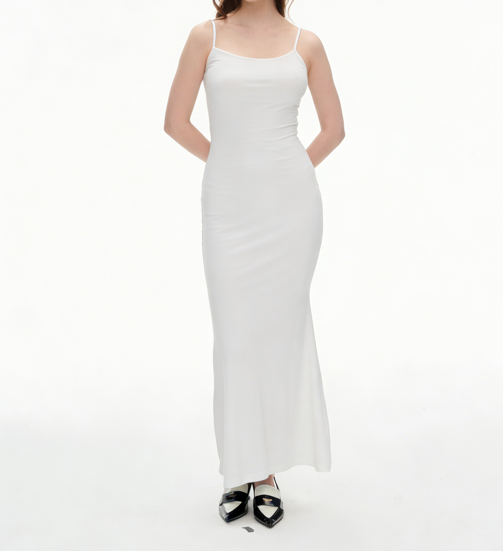 Women's Spaghetti Strap Bodycon Maxi Dress | Heather Gray Ribbed Knit Slim Fit Cami Long Dress for Daily & Date Night