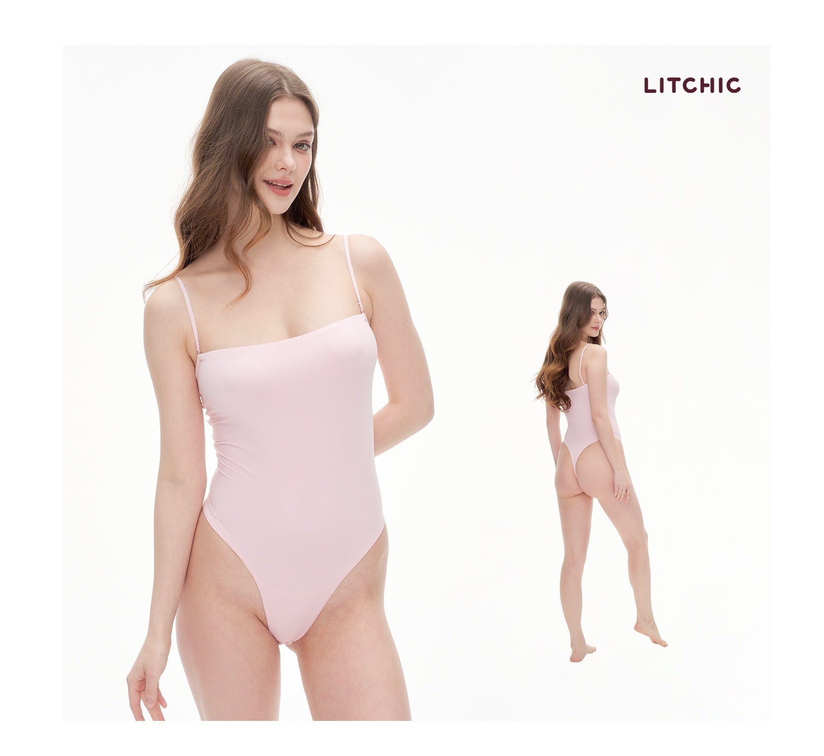 Women's Seamless Square Neck Bodysuit | Adjustable Spaghetti Straps Thong Bodysuit for Layering & Everyday Wear