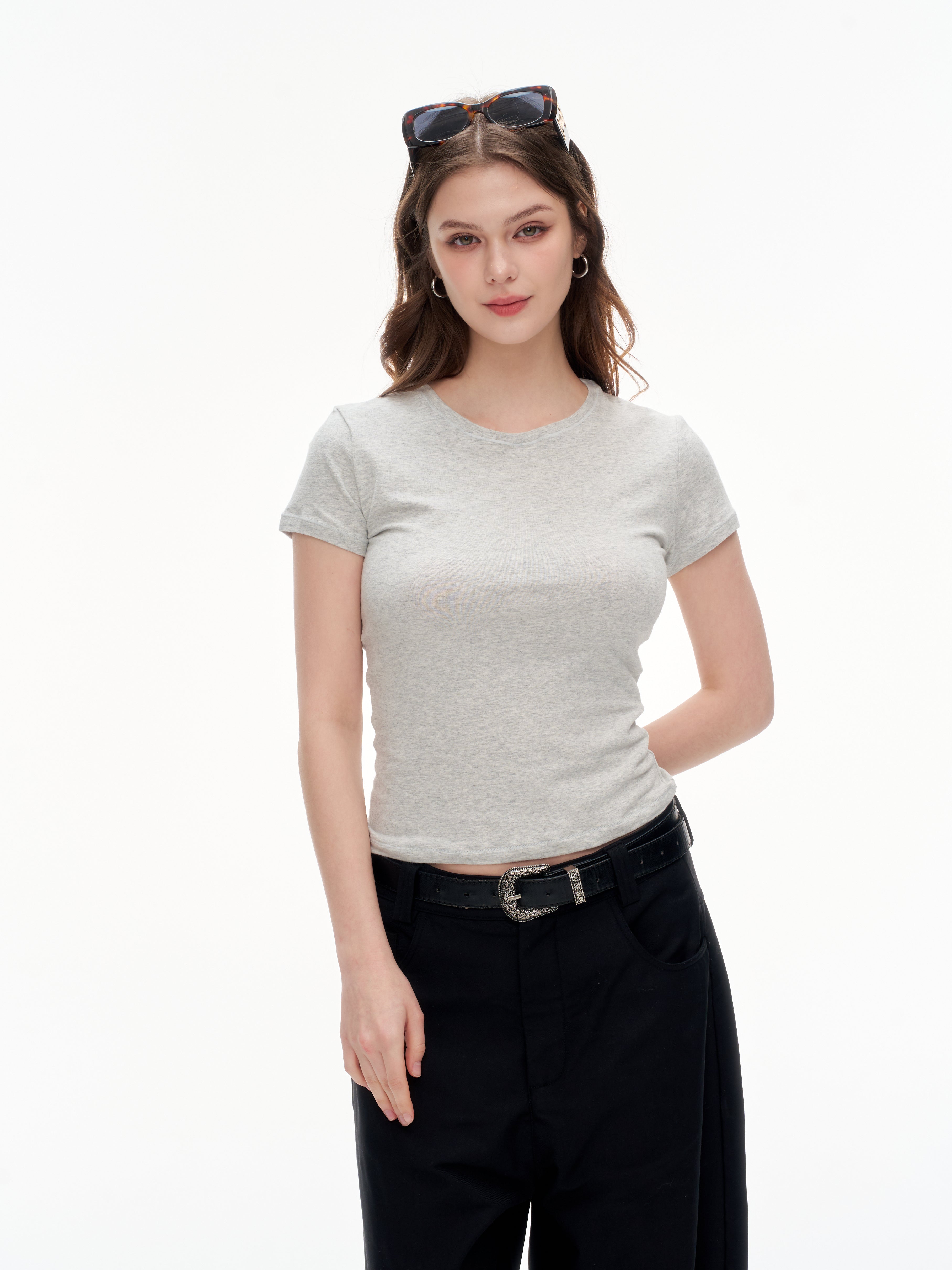 LITCHIC The Basic Slim Fit Short Sleeve T-shirt — Slimming Fit - Premium Athleisure & Activewear for the Modern Muse