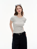 LITCHIC The Basic Slim Fit Short Sleeve T-shirt — Slimming Fit - Premium Athleisure & Activewear for the Modern Muse