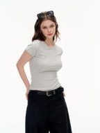 Women's Slim Fit Crew Neck Short Sleeve T-Shirt -  Soft Stretchy Basic Crop Top